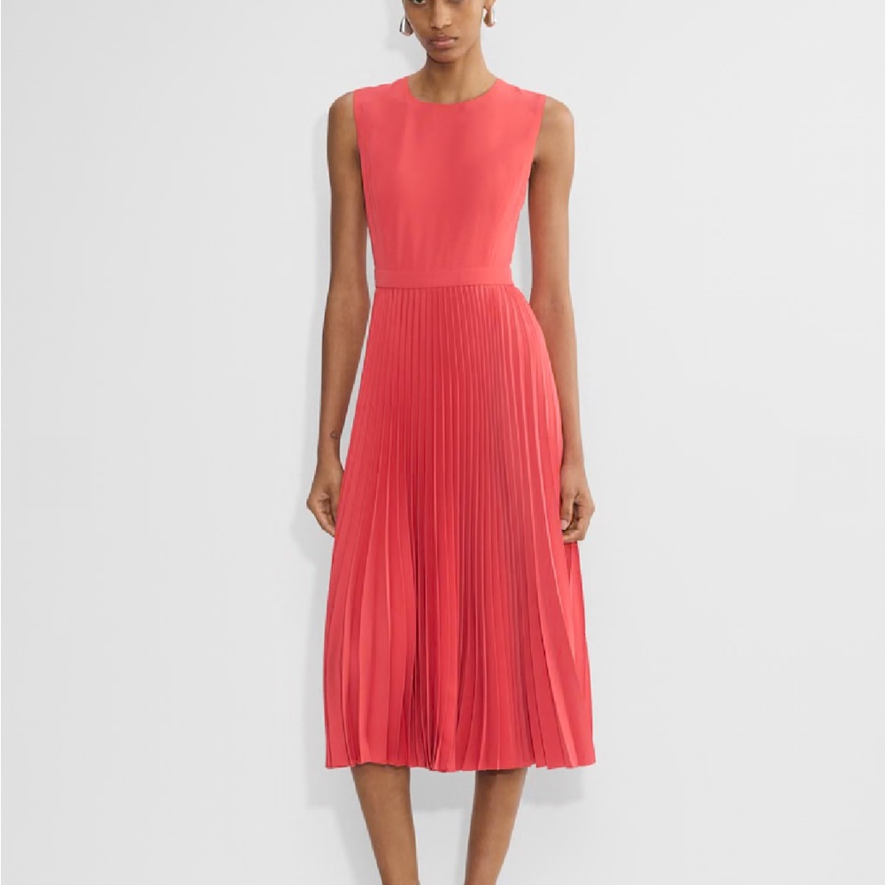 Babaton Coral Pleated Midi Dress
